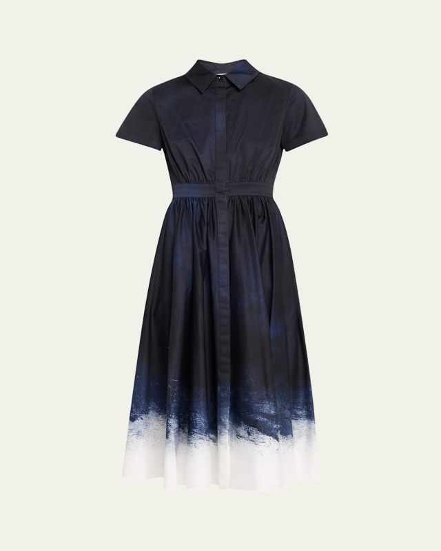 Short-Sleeve Printed Cotton Shirtdress